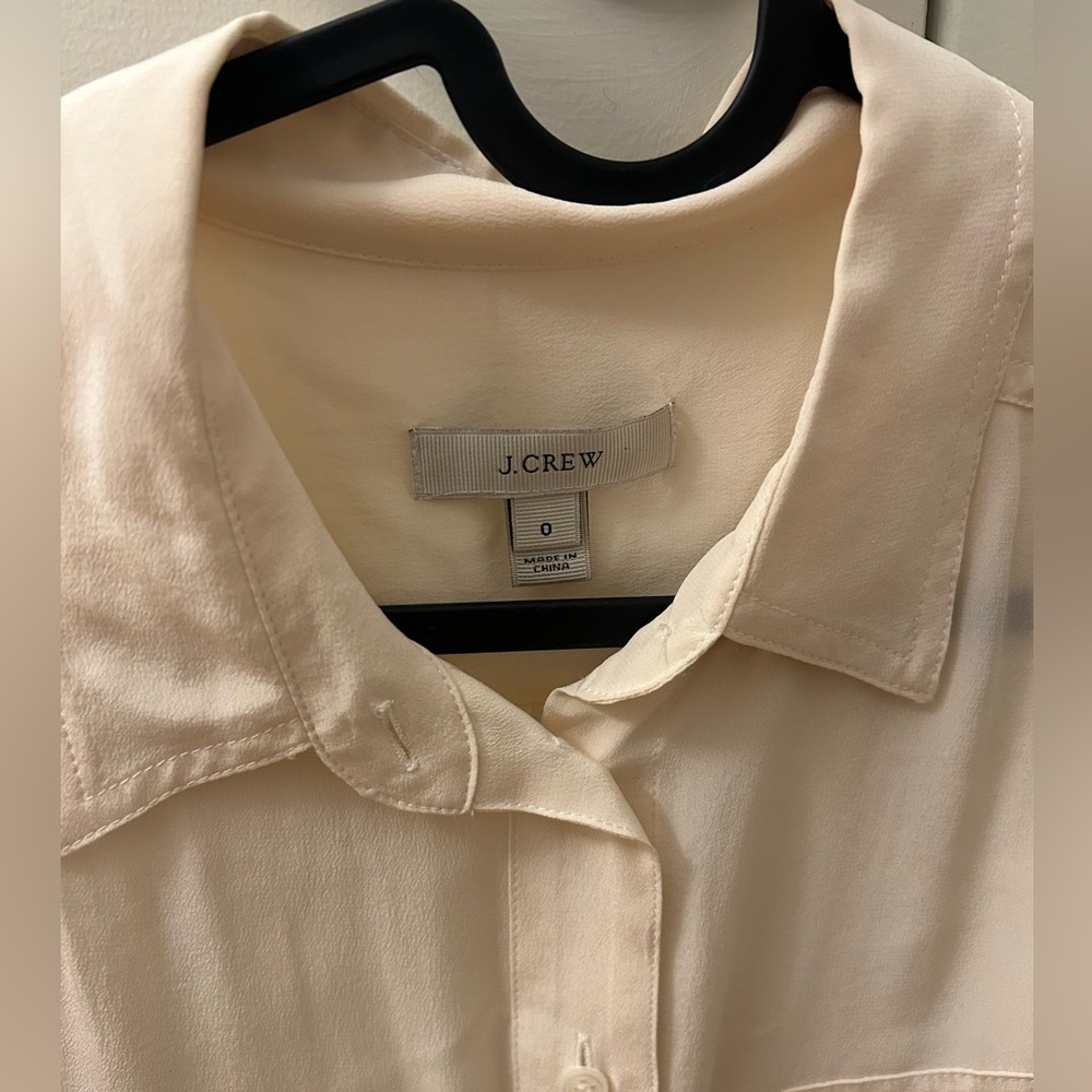 J. Crew Silk Light Cream Button Down Work Shirt - image 2
